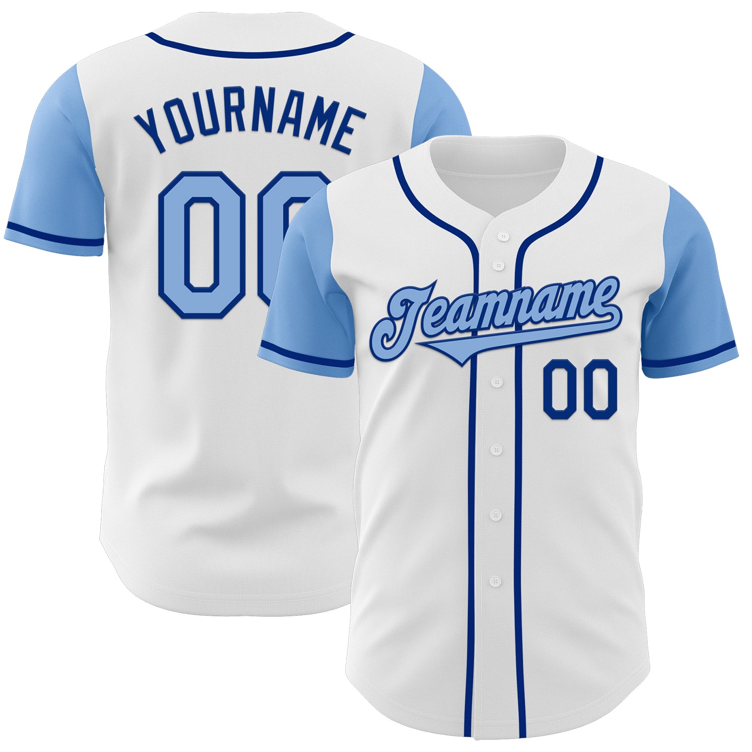 Jerseytrend White Light Blue Royal Two Tone Personalized Baseball Jersey For Fans