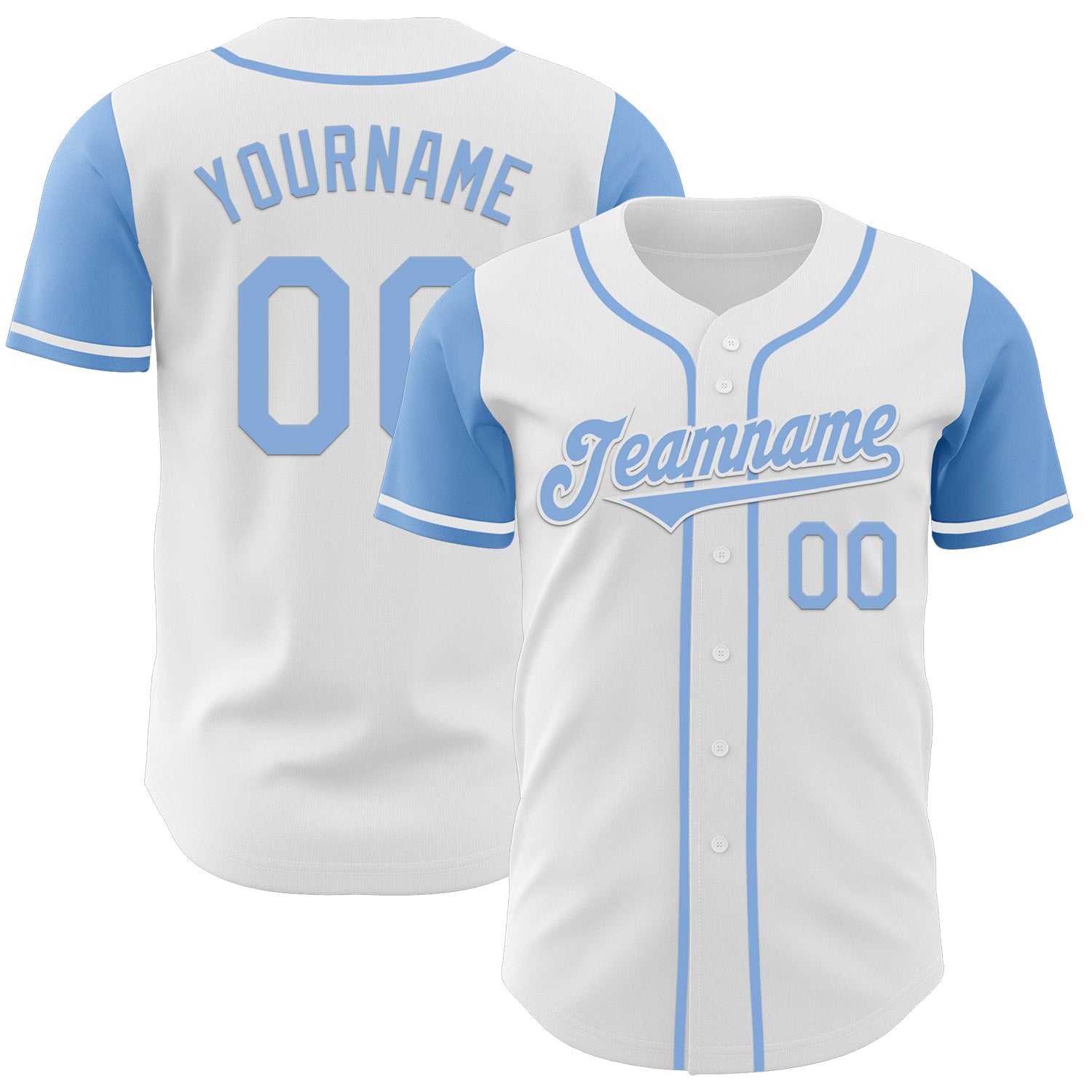 Jerseytrend White Light Blue Two Tone Personalized Baseball Jersey For Fans