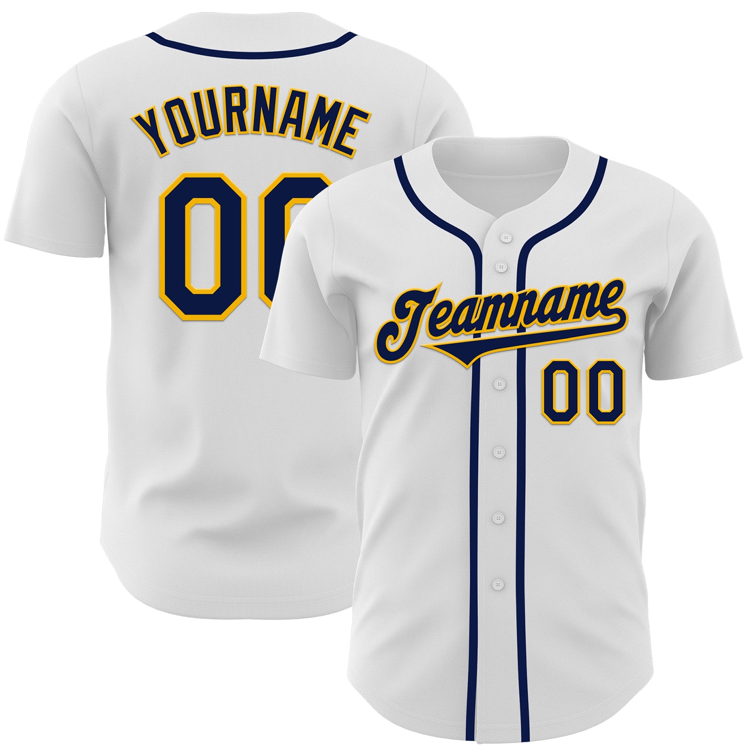 Mckenzieshoponline White Navy Gold Personalized Baseball Jersey For Fans