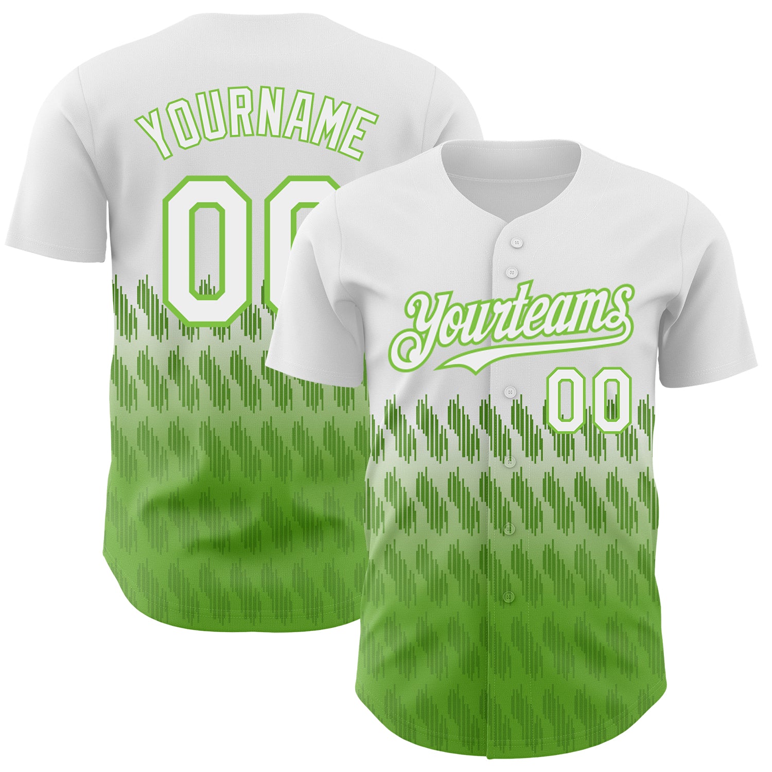 Mckenzieshoponline White Neon Green 3D Pattern Design Lines Personalized Baseball Jersey For Fans