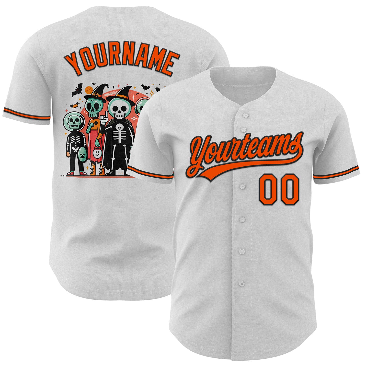 Mckenzieshoponline White Orange Black 3D Halloween Personalized Baseball Jersey For Fans