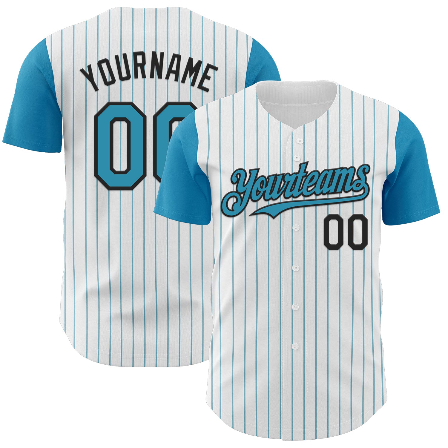 Jerseytrend White Panther Blue Pinstripe Black Two Tone Personalized Baseball Jersey For Fans