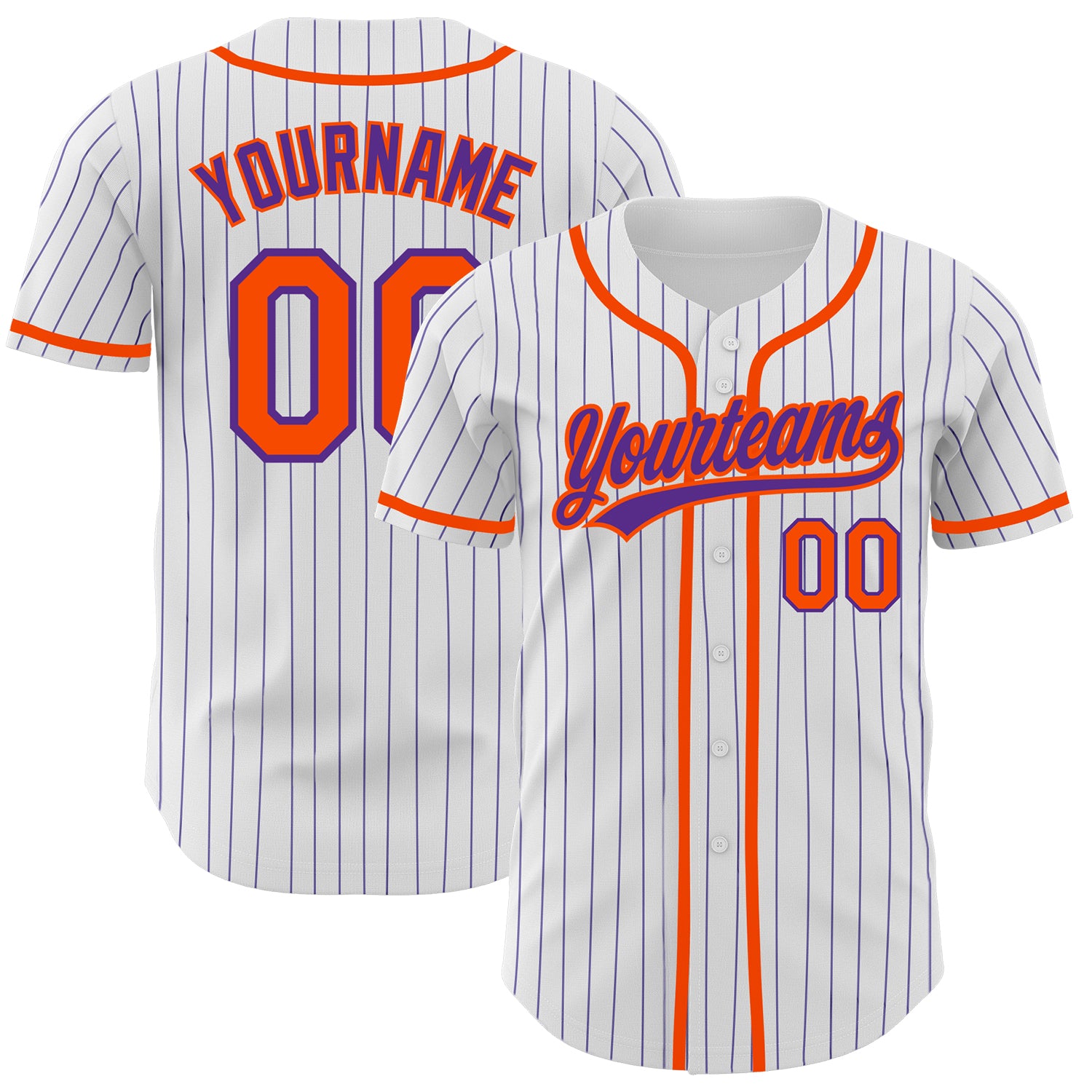 Jerseytrend White Purple Pinstripe Orange Personalized Baseball Jersey For Fans