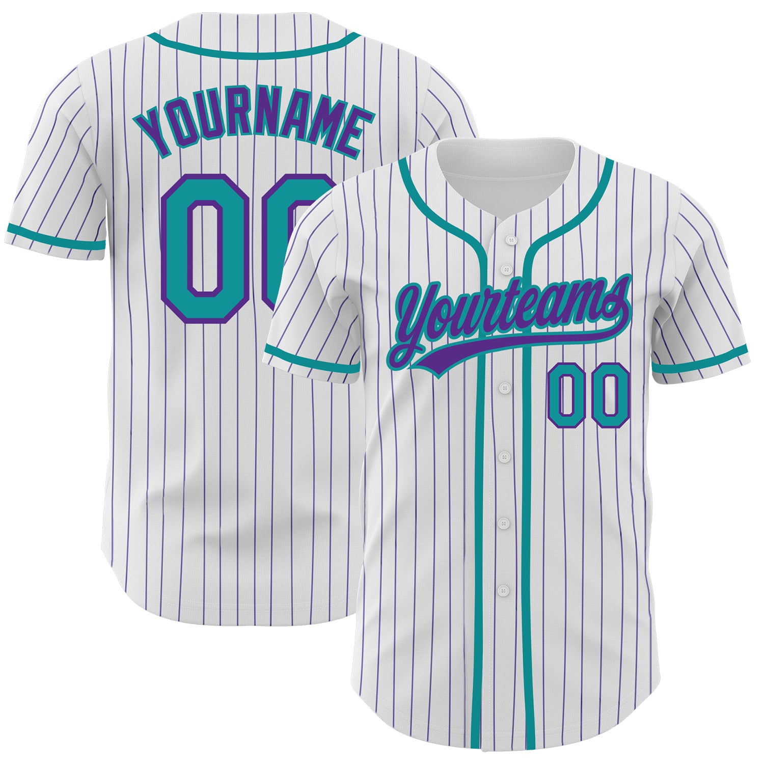 Jerseytrend White Purple Pinstripe Teal Personalized Baseball Jersey For Fans