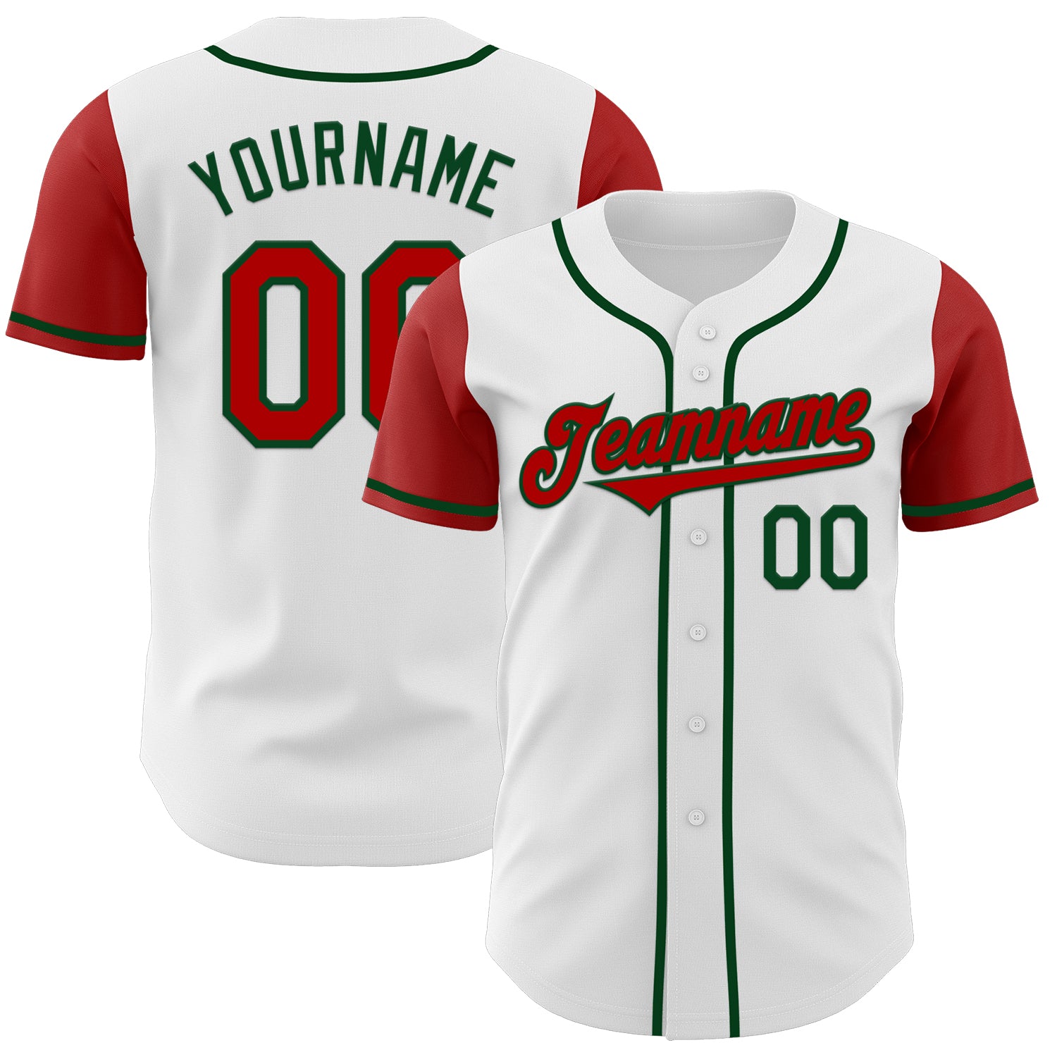 Mckenzieshoponline White Red Green Two Tone Personalized Baseball Jersey For Fans