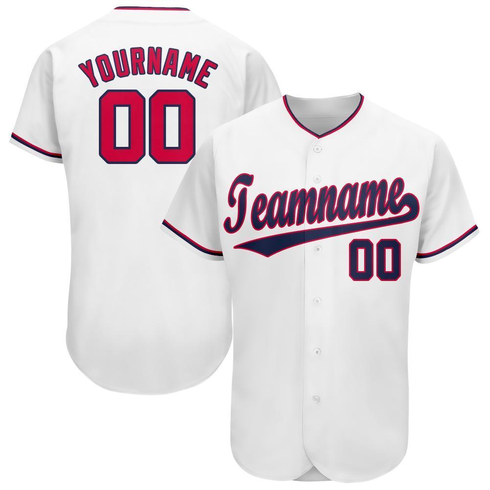 Jerseytrend White Red Navy Personalized Baseball Jersey For Fans