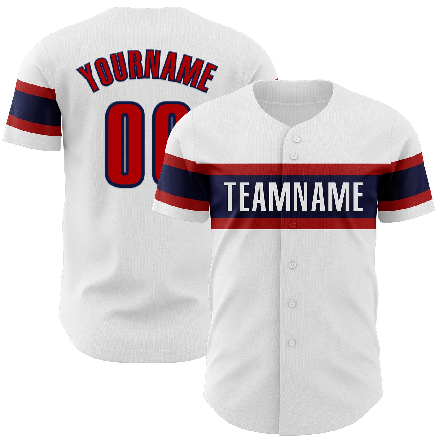 Mckenzieshoponline White Red Navy Personalized Baseball Jersey For Fans