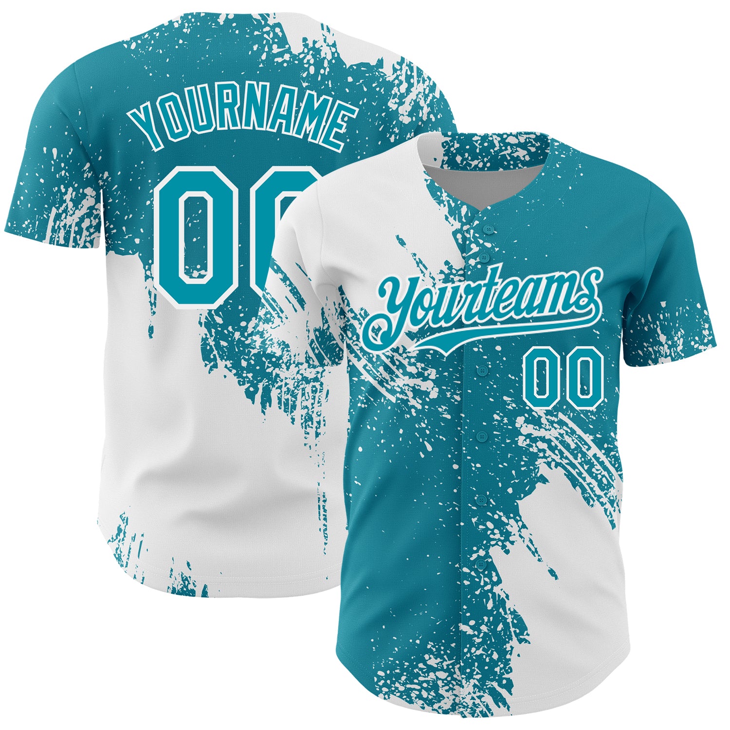 Mckenzieshoponline White Teal 3D Pattern Design Abstract Brush Stroke Personalized Baseball Jersey For Fans