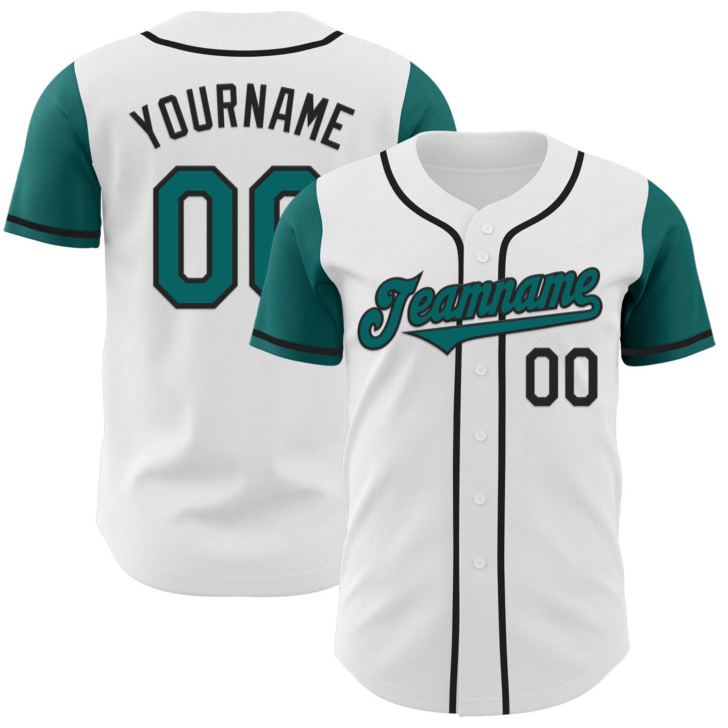 Jerseytrend White Teal Black Two Tone Personalized Baseball Jersey For Fans