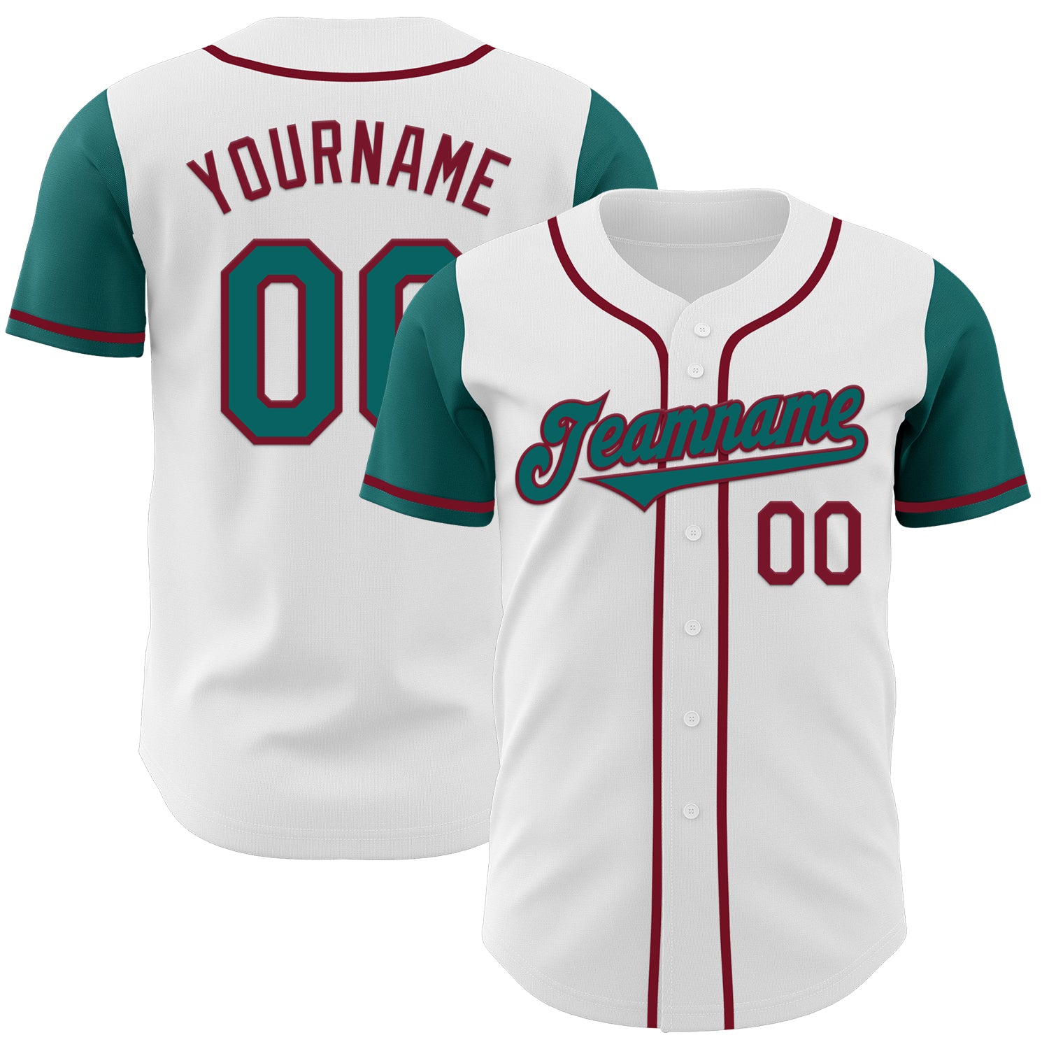 Jerseytrend White Teal Crimson Two Tone Personalized Baseball Jersey For Fans
