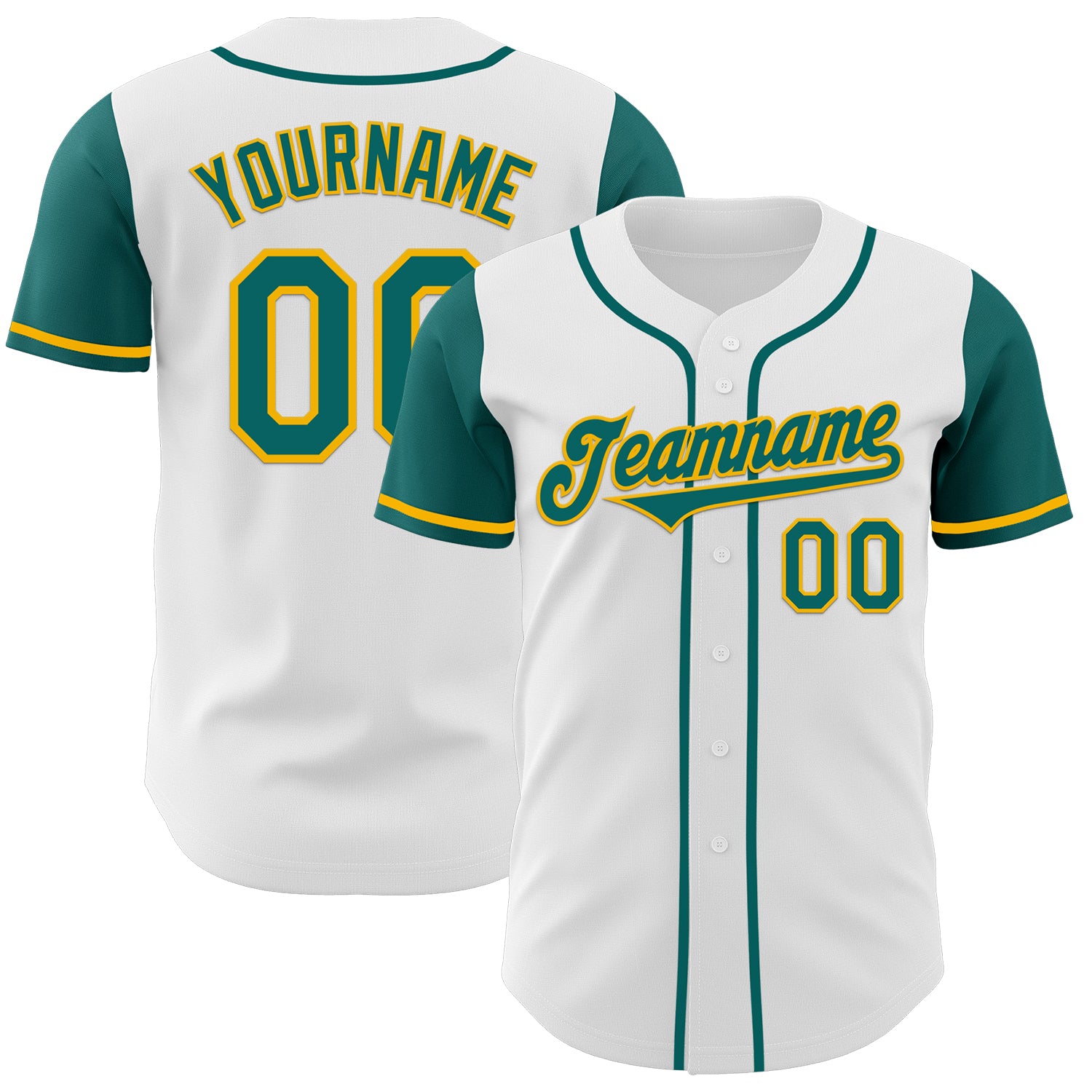 Jerseytrend White Teal Gold Two Tone Personalized Baseball Jersey For Fans