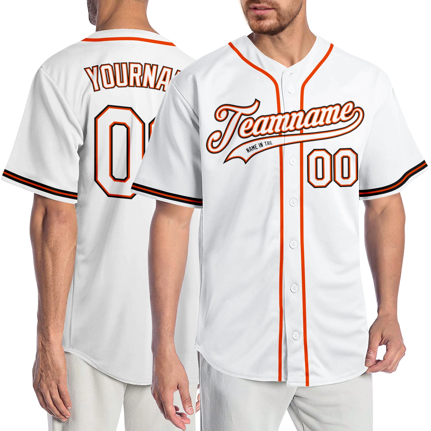 Jerseytrend White White Orange Personalized Baseball Jersey For Fans