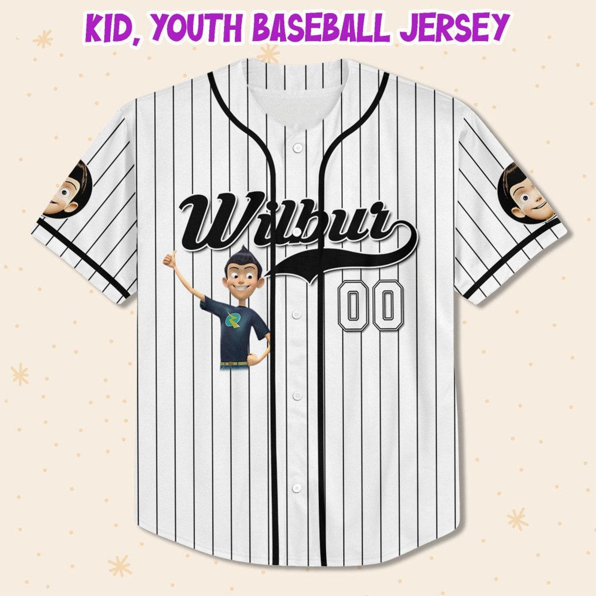 Mckenzieshoponline Wilbur Robinson Black White Meet The Robinsons Personalized Baseball Jersey For Fans - Image 3