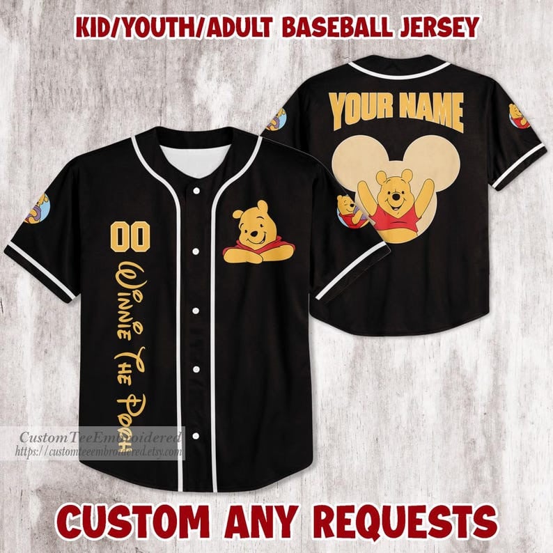 Mckenzieshoponline Winnie the Pooh Disney Personalized Baseball Jersey For Fans