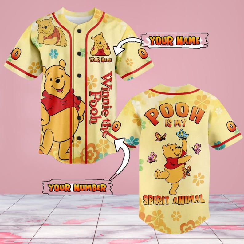 Mckenzieshoponline Winnie the Pooh Disney Personalized Baseball Jersey For Fans