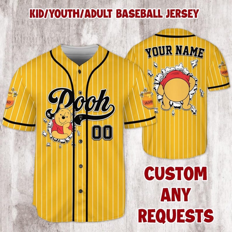 Mckenzieshoponline Winnie the Pooh Disney Personalized Baseball Jersey For Fans