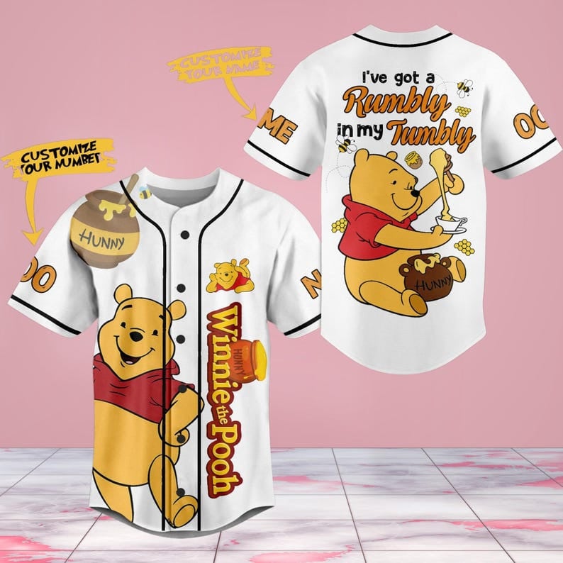 Mckenzieshoponline Winnie the Pooh Disney Personalized Baseball Jersey For Fans