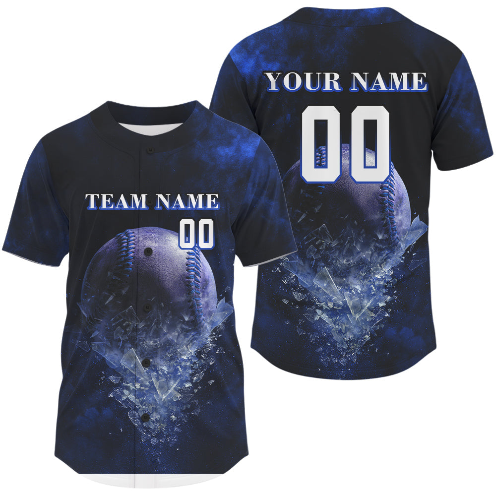 Mckenzieshoponline Youth Glass Blue Personalized Baseball Jersey For Fans