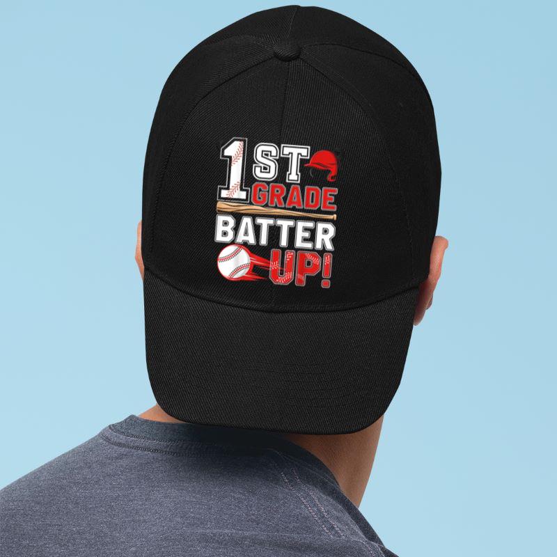 Mckenzieshoponline funny 1st Grade Batter Up Baseball First Day of School Cap - Image 2