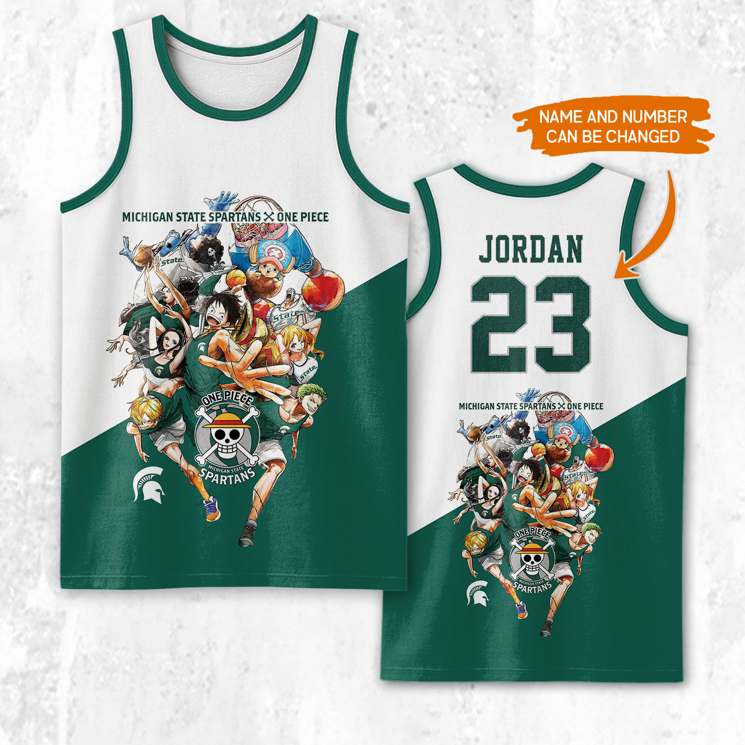 Michigan State Spartans x One Piece Basketball Mesh Shirts