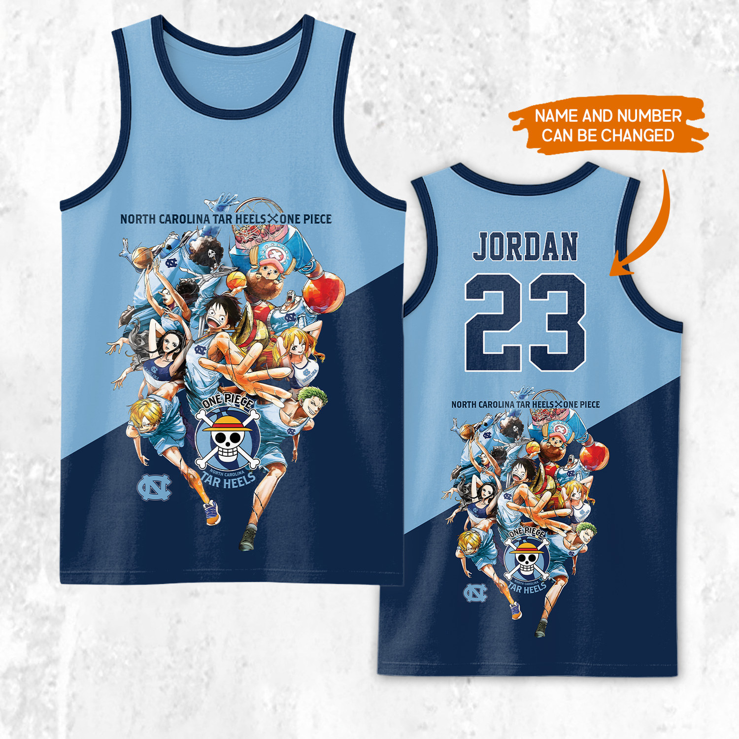 North Carolina Tar Heels x One Piece Basketball Mesh Shirts