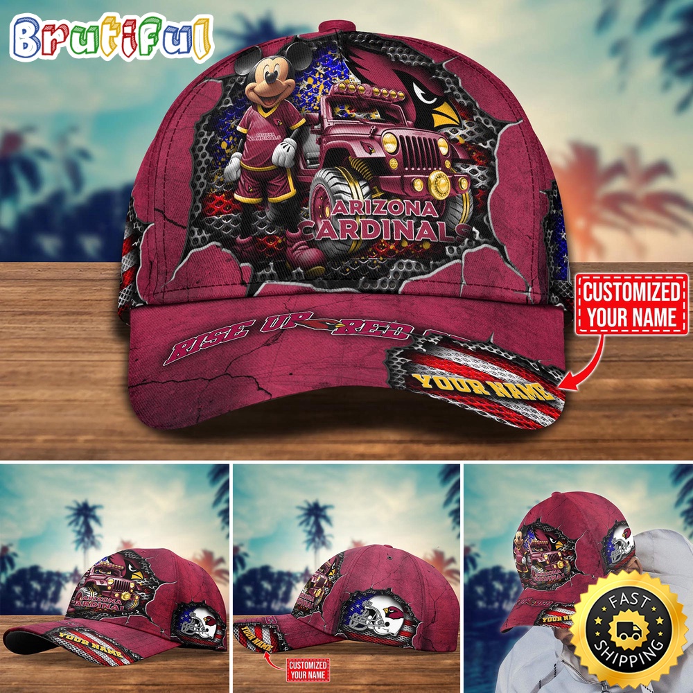 Arizona Cardinals Baseball Cap Mickey Mouse Customize Cap