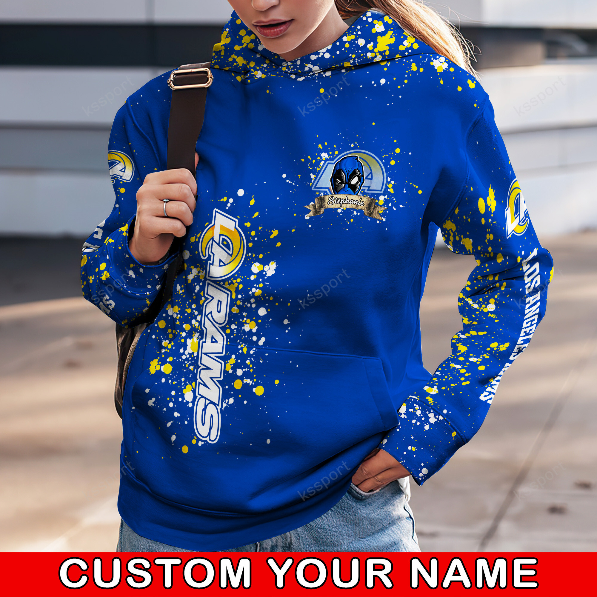 Custom NFL Los Angeles Rams Hoodie Leggings Rock Paper Scissors Throat Punch I Win Hoodie - Image 3