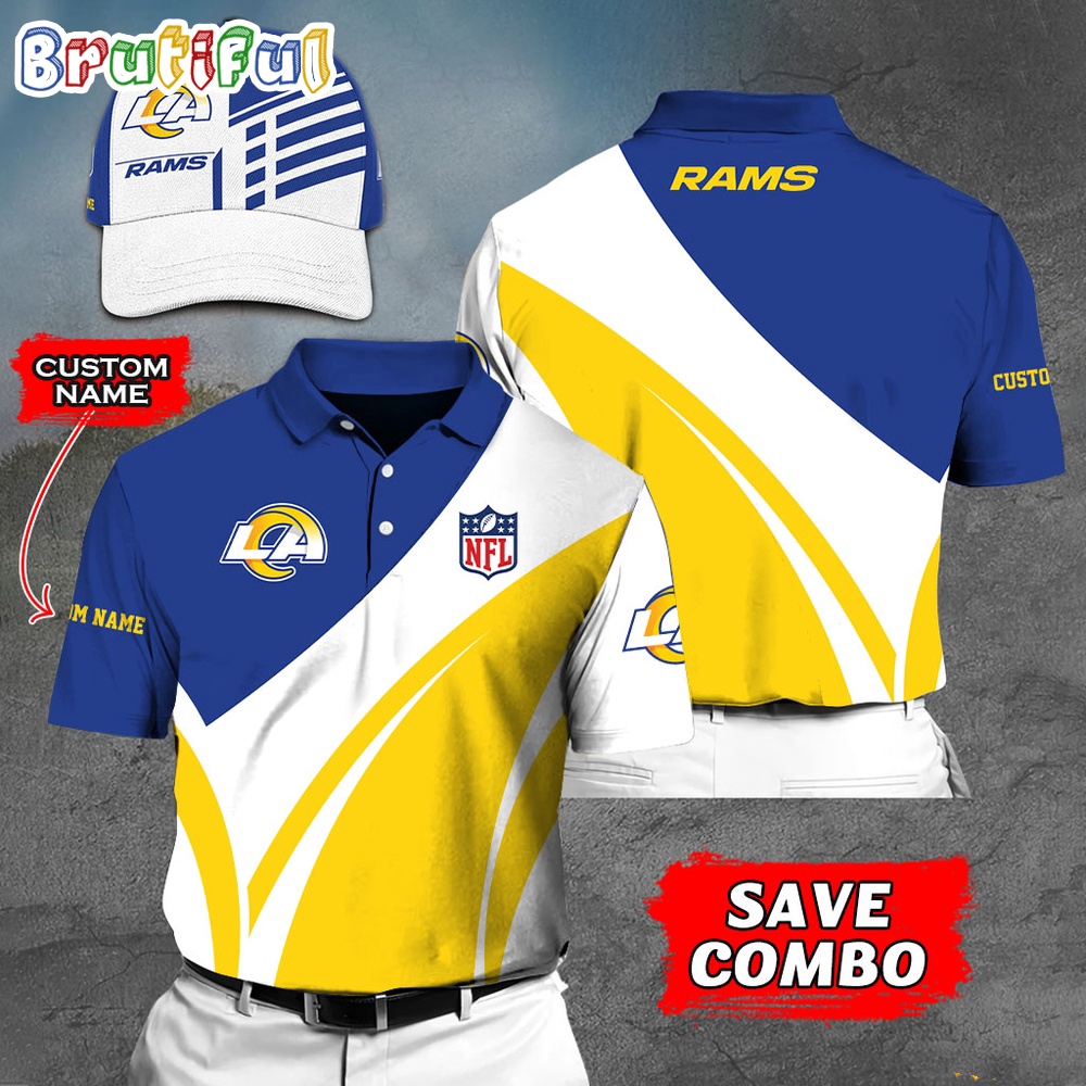 Los Angeles Rams Polo Shirt Custom Name Football Polo Shirts