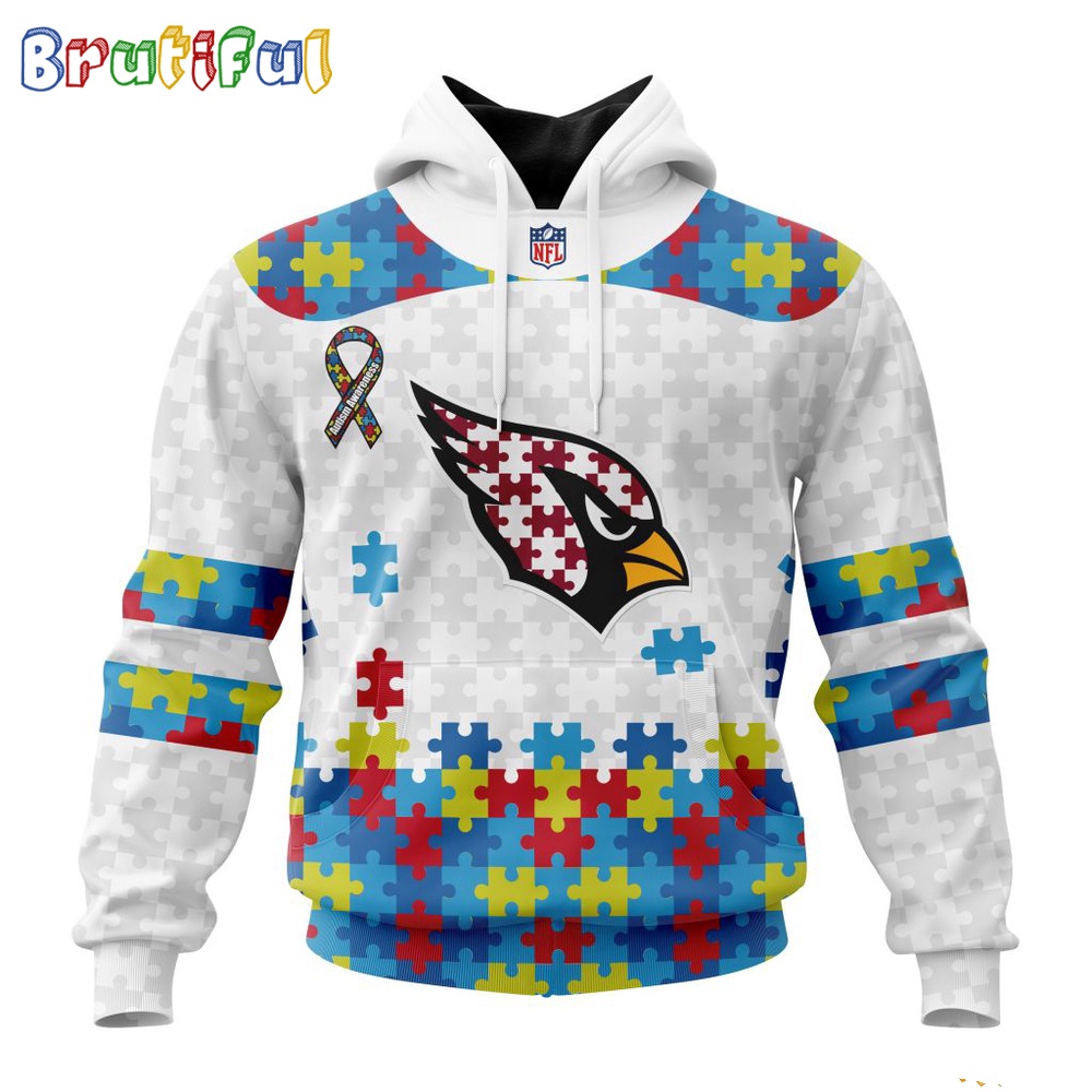 NFL Arizona Cardinals Hoodie Special Autism Awareness Design 3D Hoodie