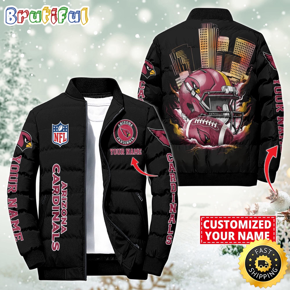 NFL Arizona Cardinals Puffer Jacket City Logo Print Jacket For Fans