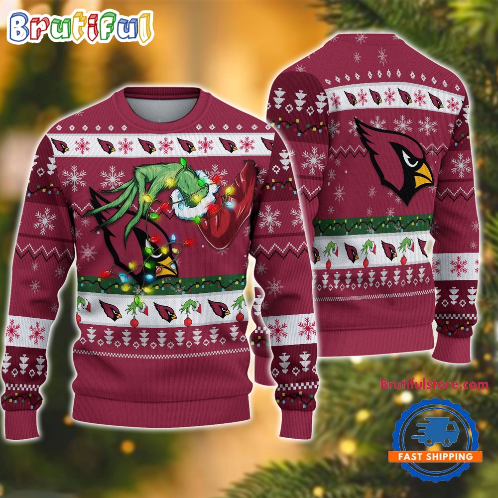 NFL Arizona Cardinals Special Grinch's Hand Football Christmas Ugly Sweater