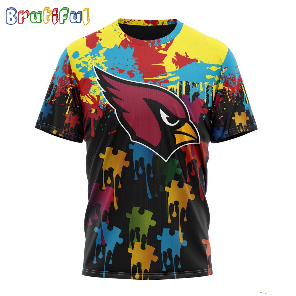 NFL Arizona Cardinals T-Shirt Special Autism Awareness Design Football T-Shirt