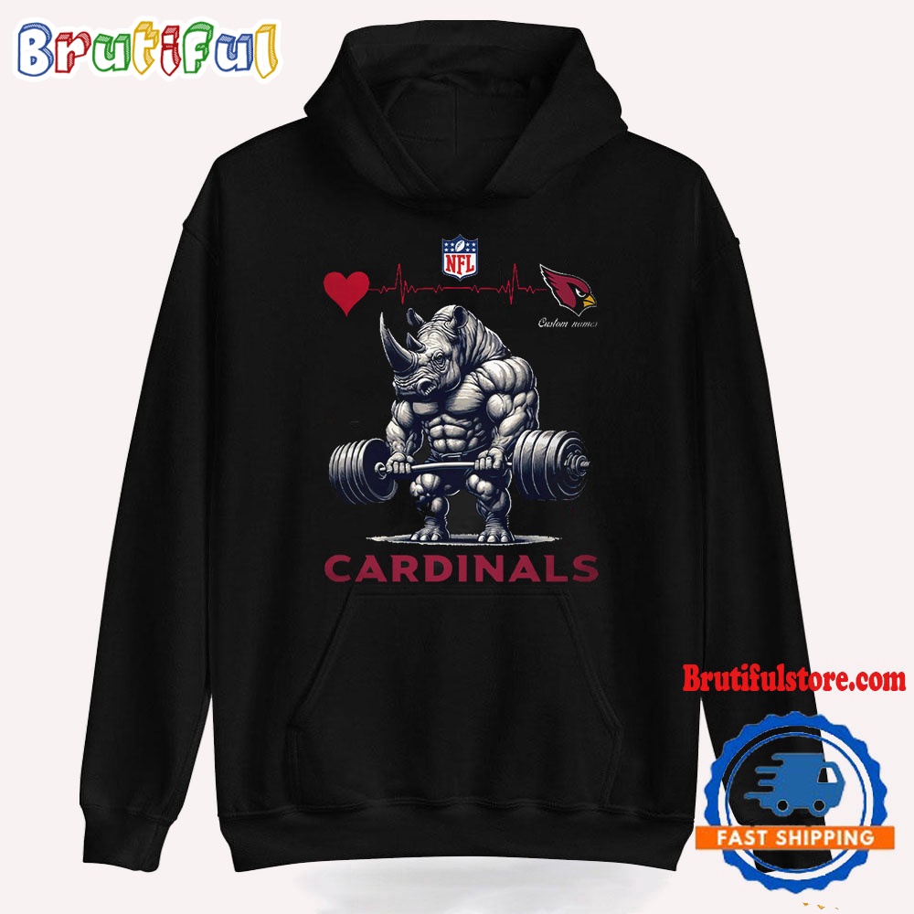NFL Arizona Cardinals Team Funny Rhinoceros Powerlifting Hoodie Shirt