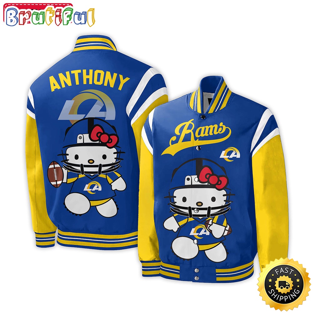 NFL Los Angeles Rams Baseball Jacket Hello Kitty Personalized Baseball Jacket