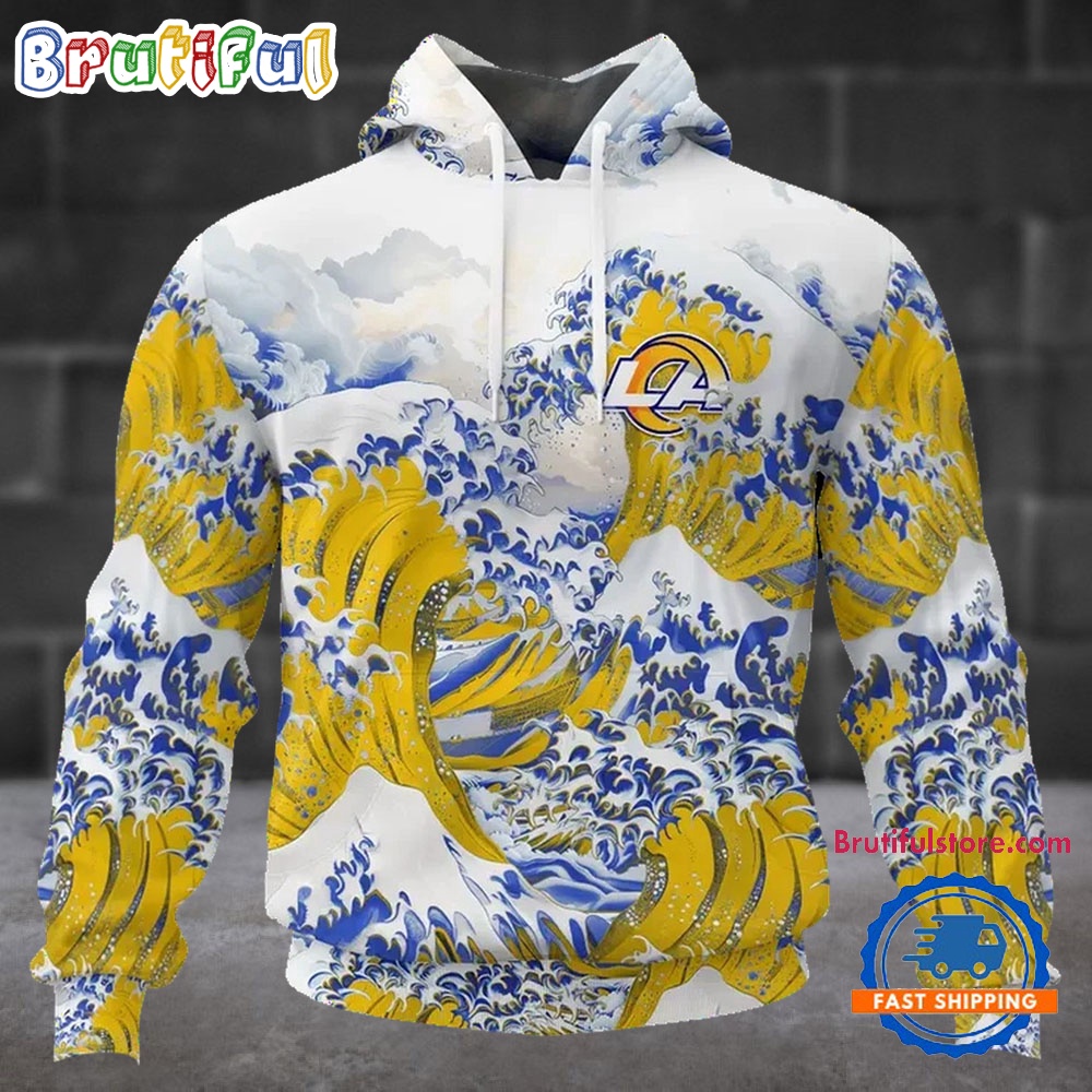 NFL Los Angeles Rams Football Great Wave All Over Print Hoodie