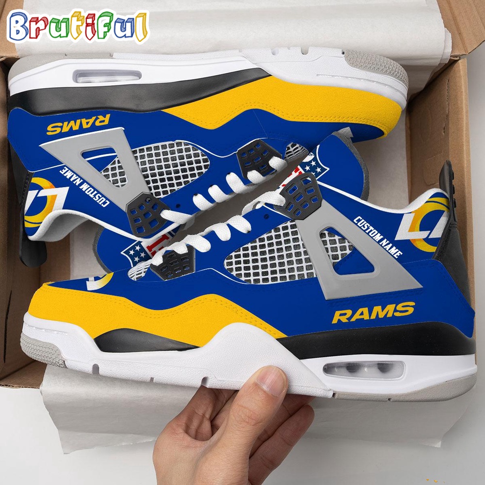 NFL Los Angeles Rams Football Team Air Jordan 4 Shoes, Personalized AJ4 Sneaker