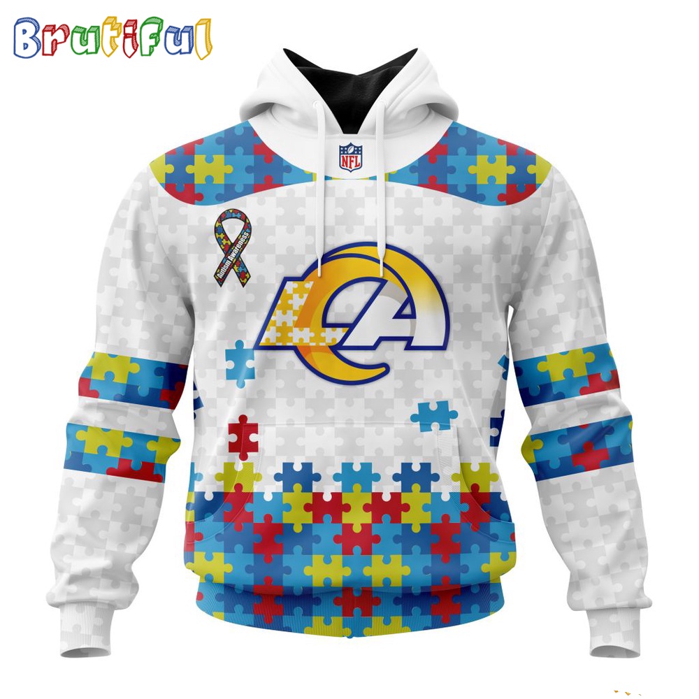 NFL Los Angeles Rams Hoodie Special Autism Awareness Design 3D Hoodie