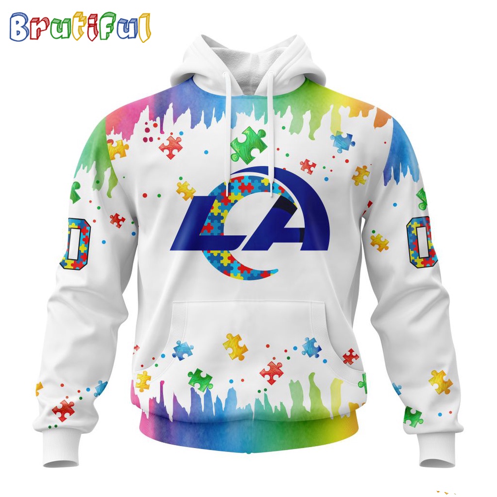 NFL Los Angeles Rams Hoodie Special Autism Awareness Design All Over Print Hoodie