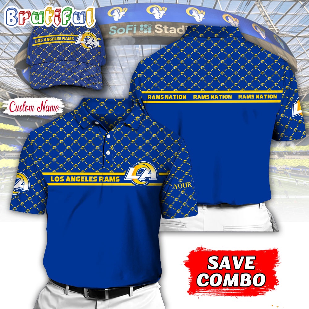 NFL Los Angeles Rams Polo Shirt, Custom Football Polo Shirt And Cap
