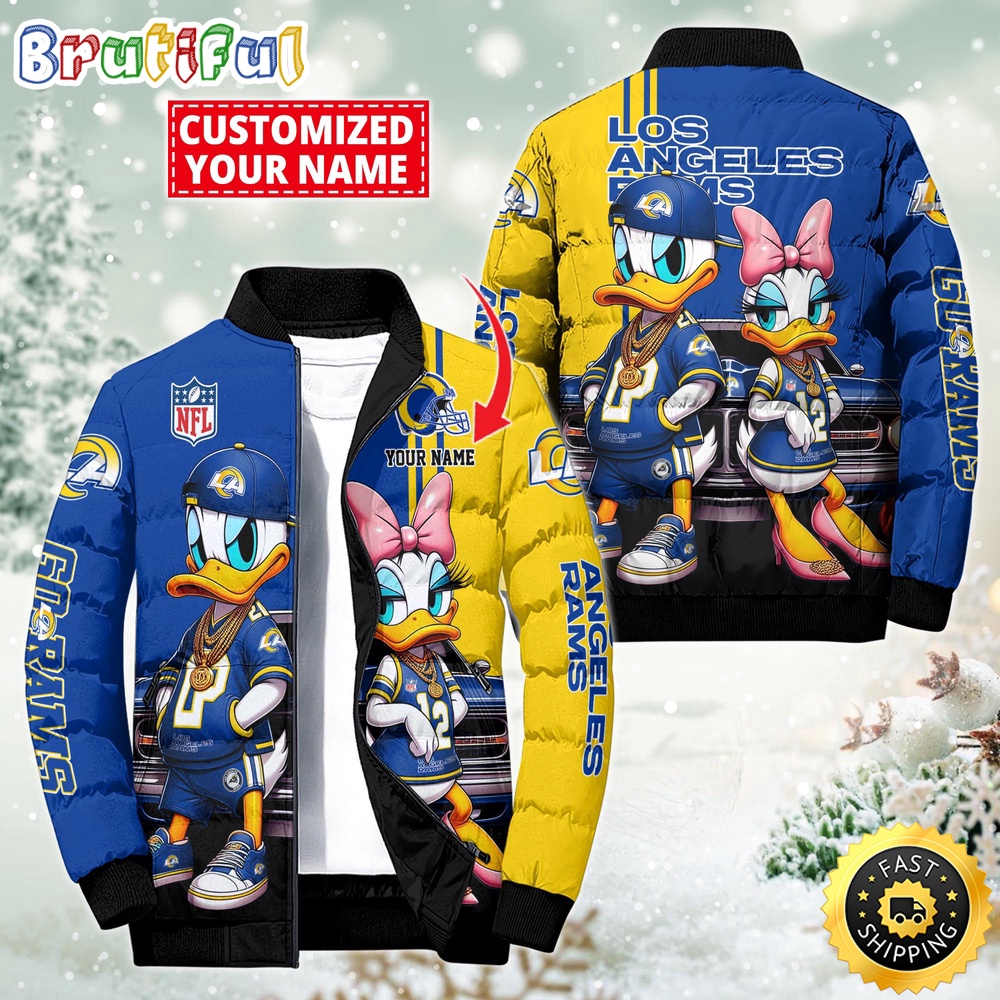 NFL Los Angeles Rams Puffer Jacket Donald Duck Custom Jacket