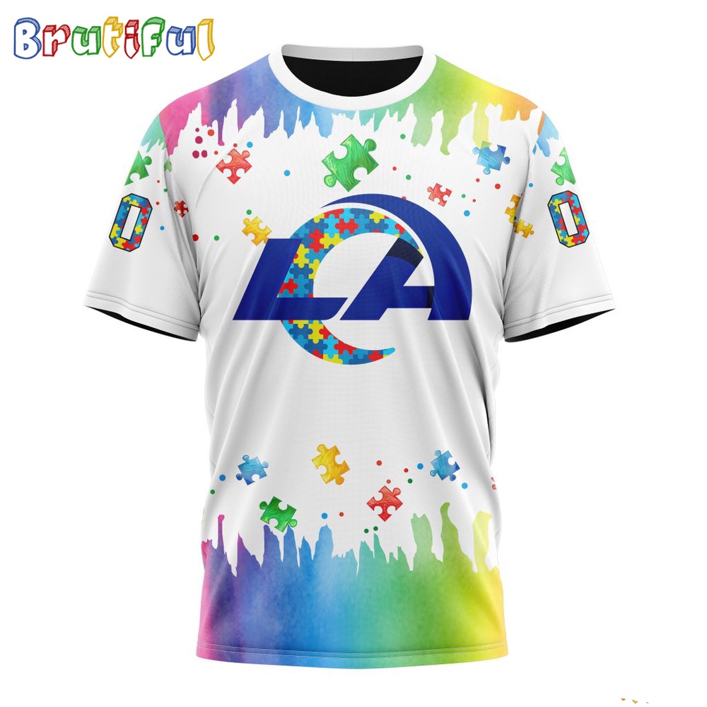 NFL Los Angeles Rams T-Shirt Special Autism Awareness Design All Over Print T-Shirt