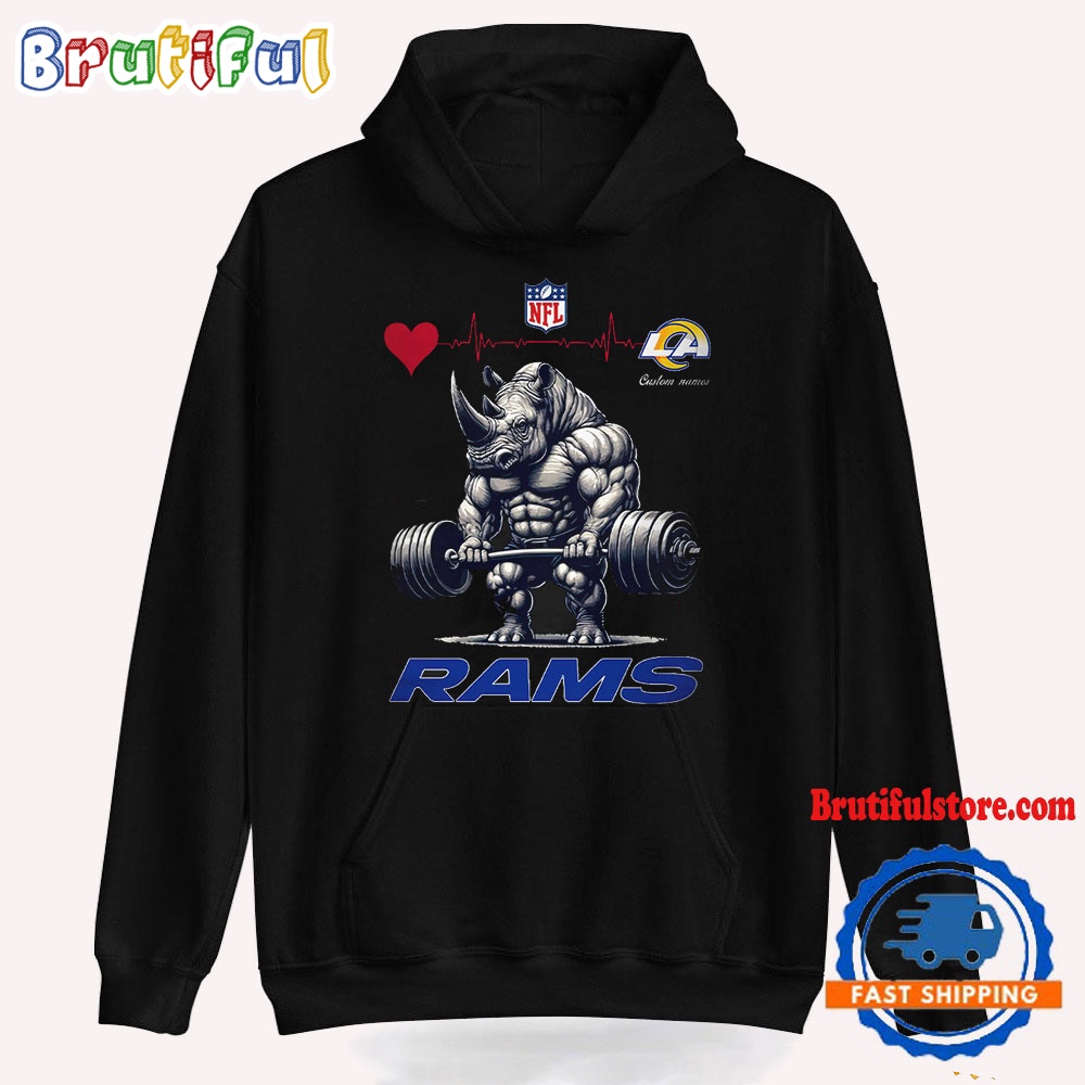 NFL Los Angeles Rams Team Funny Rhinoceros Powerlifting Hoodie Shirt