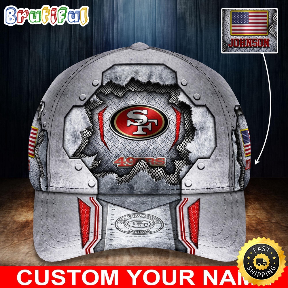 NFL San Francisco 49ers Baseball Cap Silver Metalic Pattern Cap