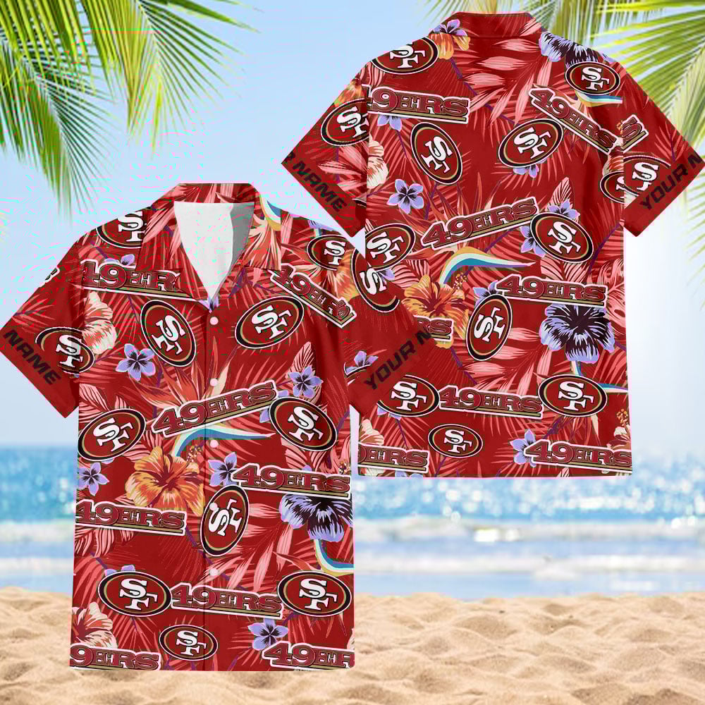 NFL San Francisco 49ers Football Team Flower Summer Design Hawaiian Button Shirt