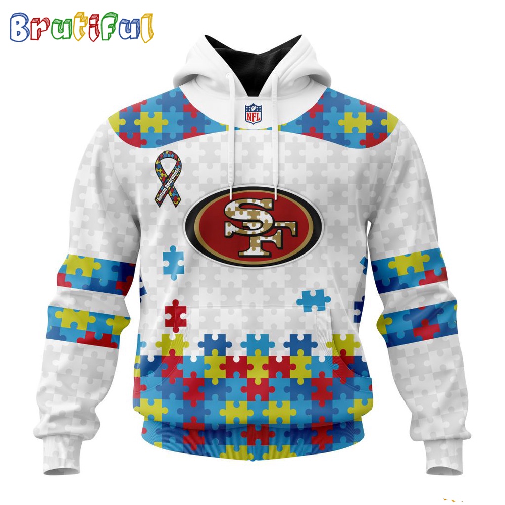 NFL San Francisco 49ers Hoodie Special Autism Awareness Design 3D Hoodie