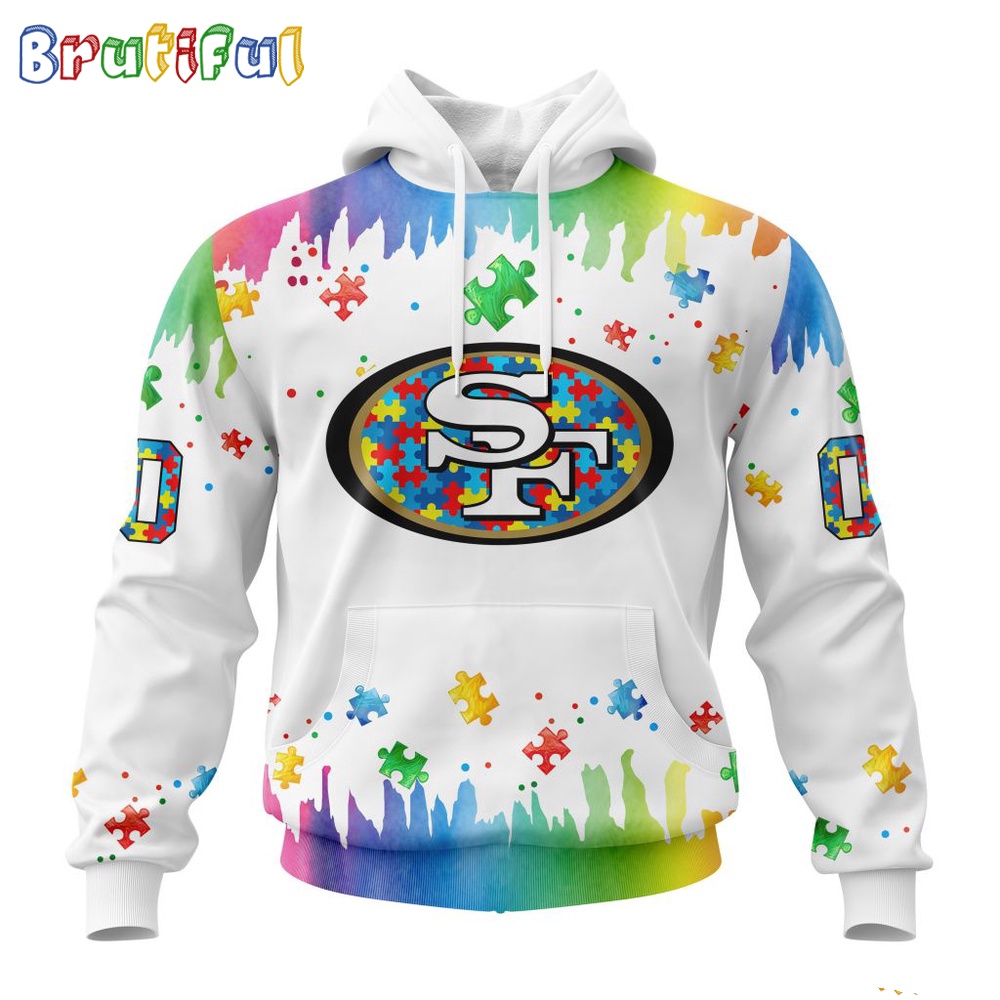 NFL San Francisco 49ers Hoodie Special Autism Awareness Design All Over Print Hoodie