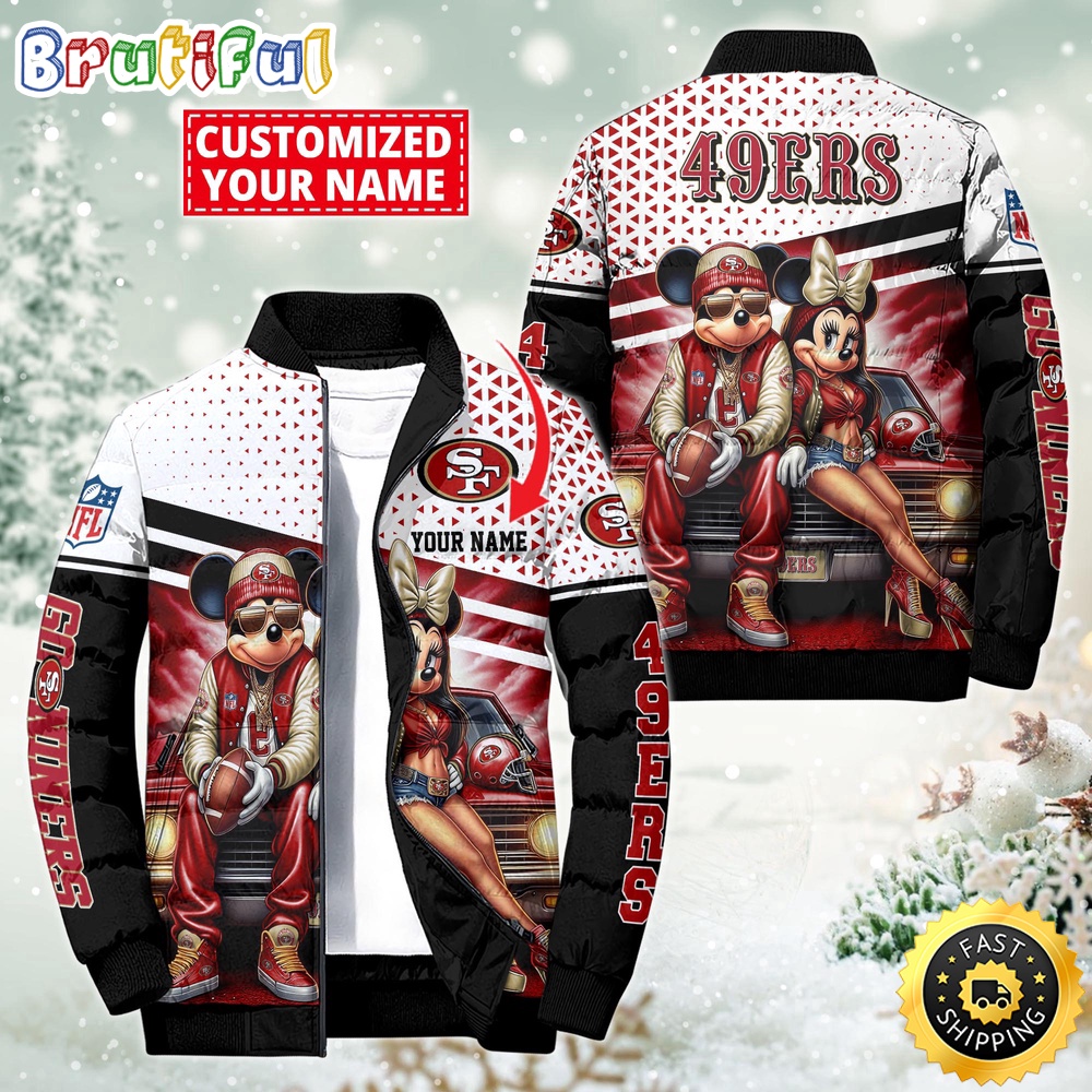 NFL San Francisco 49ers Puffer Jacket Mickey Minnie Jacket