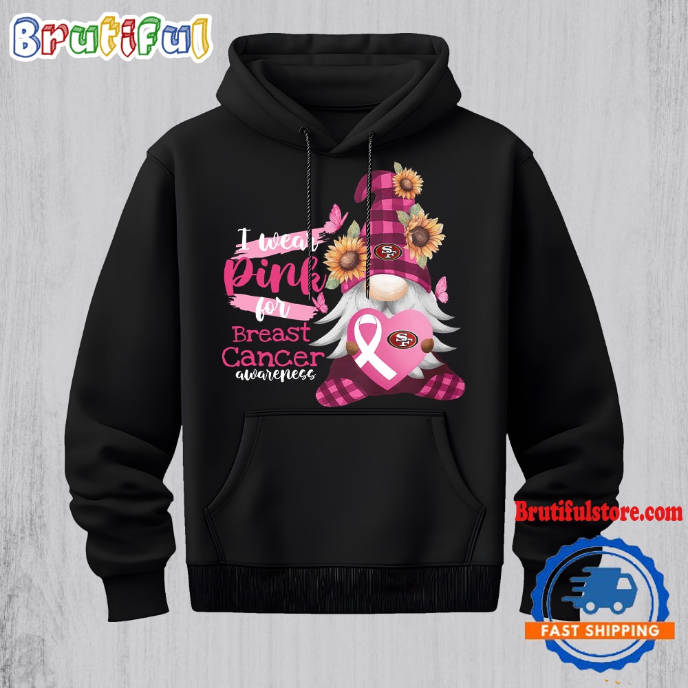 NFL San Francisco 49ers Special Gnomes Flower In October I Wear Pink For Breast Cancer Awareness 2D Shirt