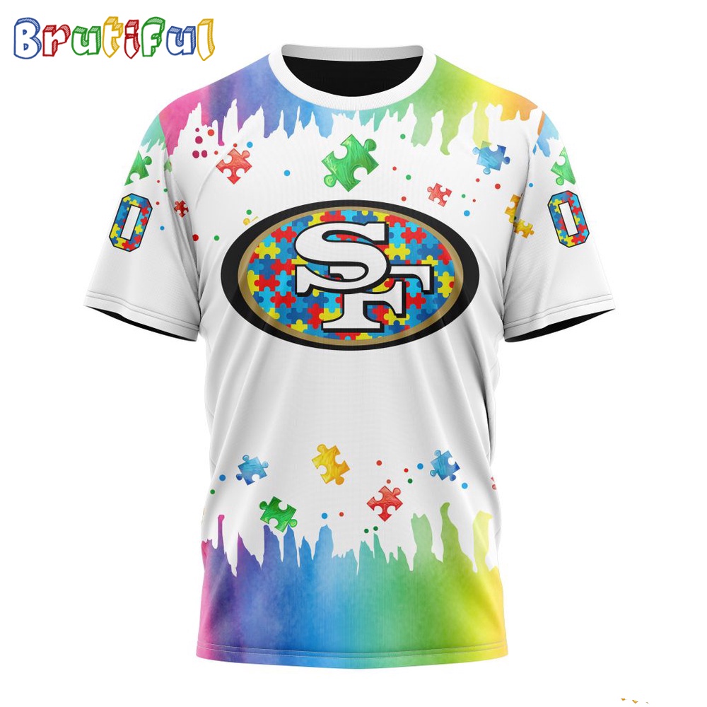 NFL San Francisco 49ers T-Shirt Special Autism Awareness Design All Over Print T-Shirt