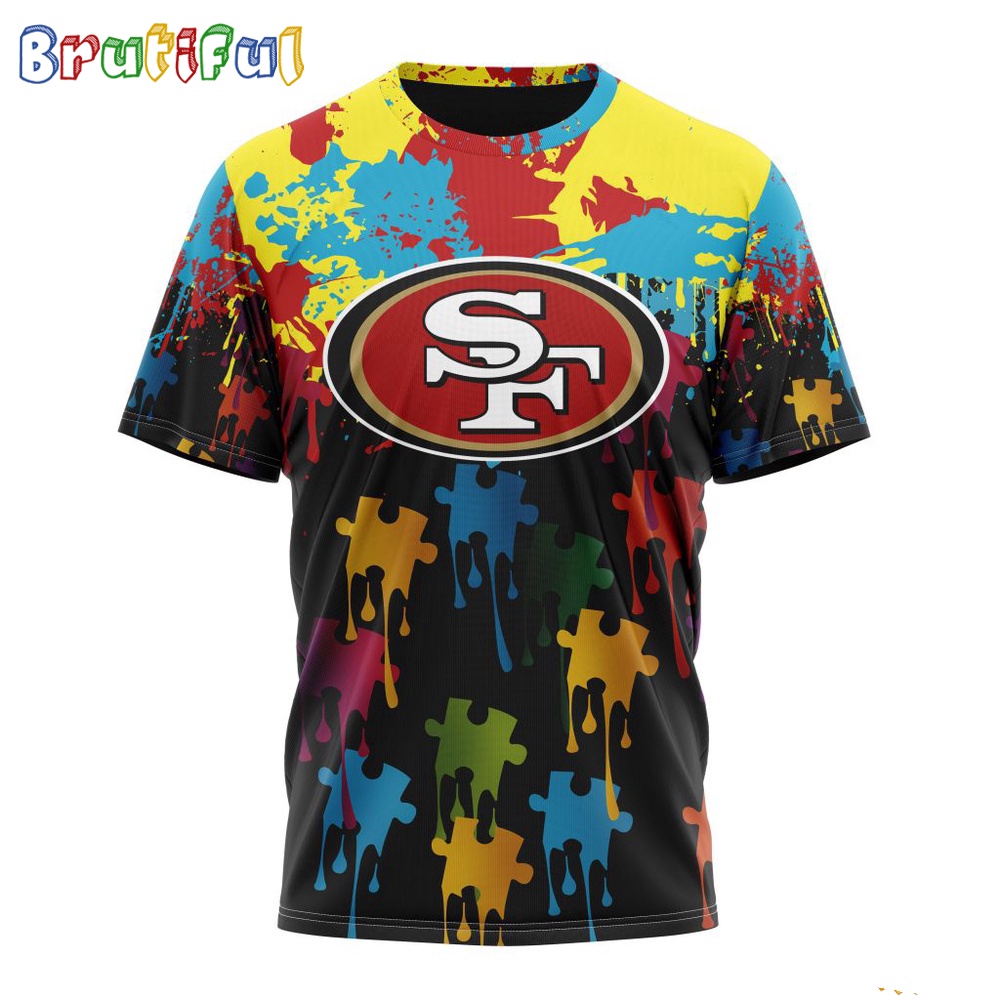 NFL San Francisco 49ers T-Shirt Special Autism Awareness Design Football T-Shirt